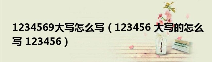 123456 大写的怎么写 123456(1234569大写怎么写)
