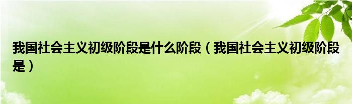 我国社会主义初级阶段是(我国社会主义初级阶段是什么阶段)