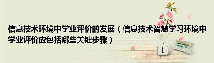 信息技术智慧学习环境中学业评价应包括哪些关键步骤(信息技术环境中学业评价的发展)