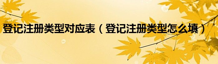 登记注册类型怎么填(登记注册类型对应表)