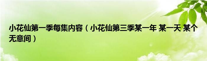 小花仙第三季某一年 某一天 某个无意间(小花仙第一季每集内容)