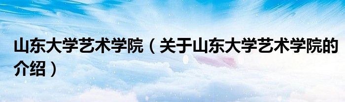 关于山东大学艺术学院的介绍(山东大学艺术学院)