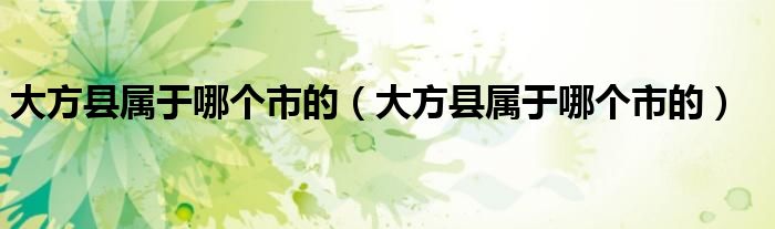 大方县属于哪个市的(大方县属于哪个市的)