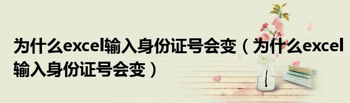 为什么excel输入身份证号会变(为什么excel输入身份证号会变)