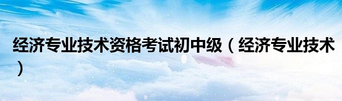 经济专业技术(经济专业技术资格考试初中级)