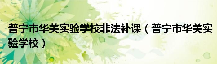 普宁市华美实验学校(普宁市华美实验学校非法补课)
