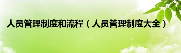 人员管理制度大全(人员管理制度和流程)