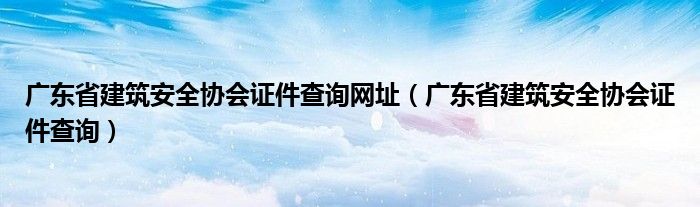 广东省建筑安全协会证件查询(广东省建筑安全协会证件查询网址)
