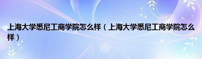 上海大学悉尼工商学院怎么样(上海大学悉尼工商学院怎么样)