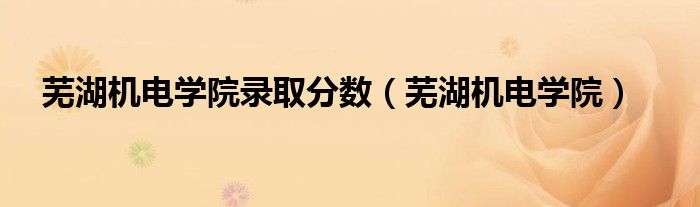芜湖机电学院(芜湖机电学院录取分数)