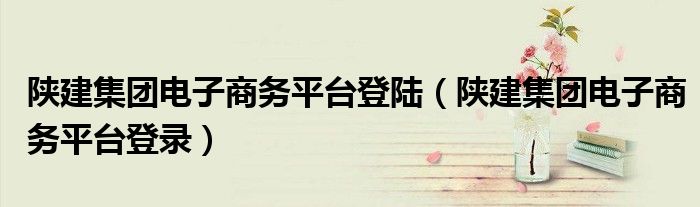 陕建集团电子商务平台登录(陕建集团电子商务平台登陆)
