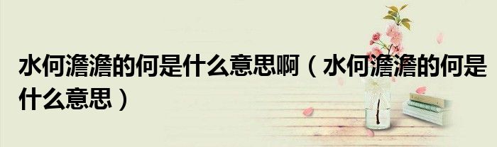 水何澹澹的何是什么意思(水何澹澹的何是什么意思啊)