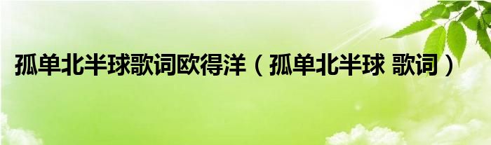 孤单北半球 歌词(孤单北半球歌词欧得洋)