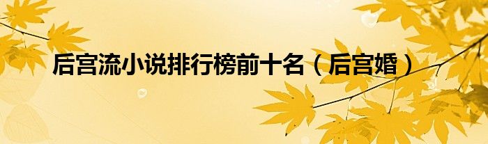后宫婚(后宫流小说排行榜前十名)