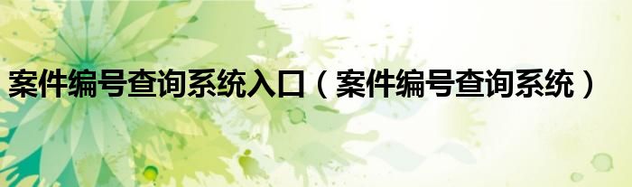 案件编号查询系统(案件编号查询系统入口)