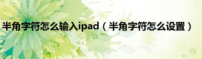 半角字符怎么设置(半角字符怎么输入ipad)