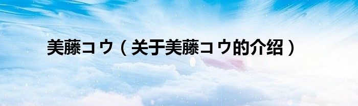 关于美藤コウ的介绍(美藤コウ)