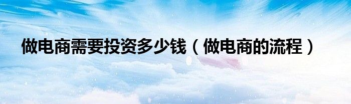 做电商的流程(做电商需要投资多少钱)