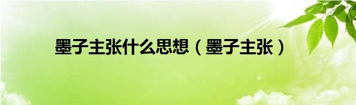 墨子主张(墨子主张什么思想)
