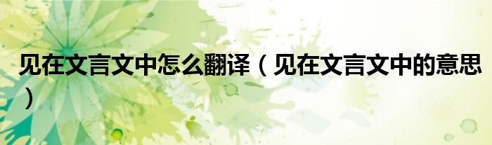 见在文言文中的意思(见在文言文中怎么翻译)