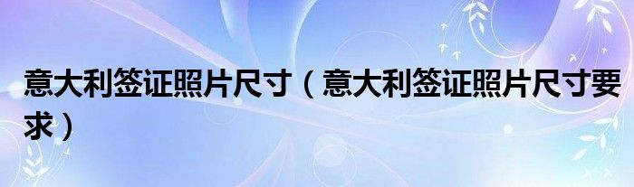 意大利签证照片尺寸要求(意大利签证照片尺寸)