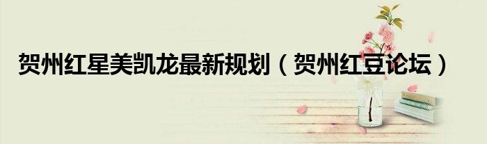 贺州红豆论坛(贺州红星美凯龙最新规划)