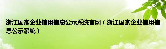 浙江国家企业信用信息公示系统(浙江国家企业信用信息公示系统官网)