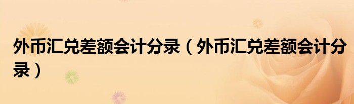 外币汇兑差额会计分录(外币汇兑差额会计分录)