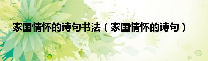 家国情怀的诗句(家国情怀的诗句书法)
