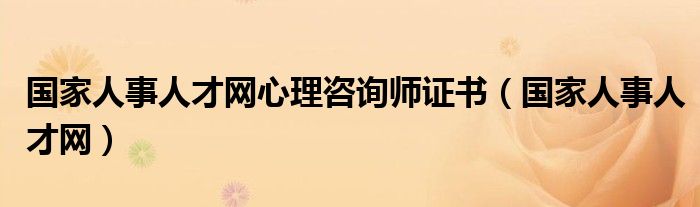 国家人事人才网(国家人事人才网心理咨询师证书)