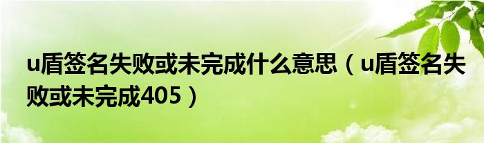 u盾签名失败或未完成405(u盾签名失败或未完成什么意思)