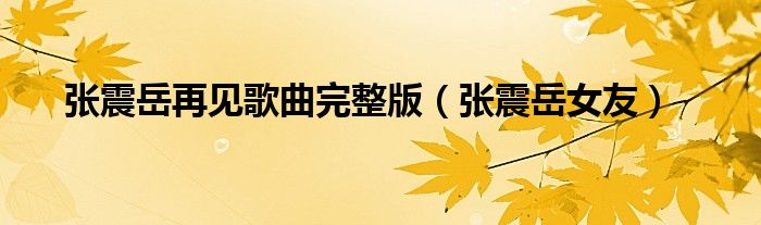 张震岳女友(张震岳再见歌曲完整版)