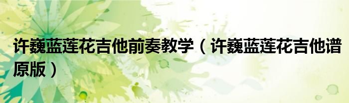 许巍蓝莲花吉他谱原版(许巍蓝莲花吉他前奏教学)