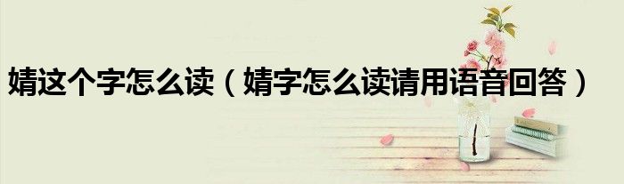 婧字怎么读请用语音回答(婧这个字怎么读)