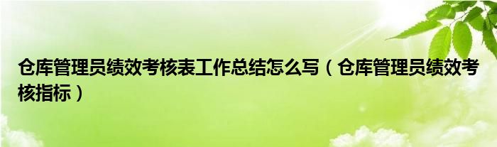 仓库管理员绩效考核指标(仓库管理员绩效考核表工作总结怎么写)