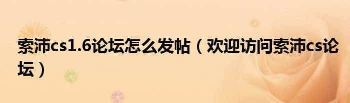 欢迎访问索沛cs论坛(索沛cs1.6论坛怎么发帖)