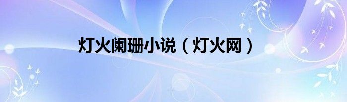 灯火网(灯火阑珊小说)