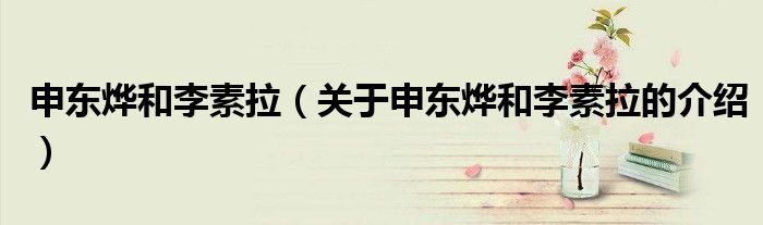 关于申东烨和李素拉的介绍(申东烨和李素拉)