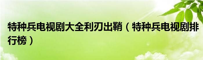 特种兵电视剧排行榜(特种兵电视剧大全利刃出鞘)