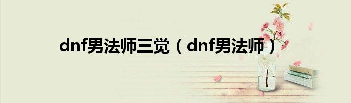 dnf男法师(dnf男法师三觉)