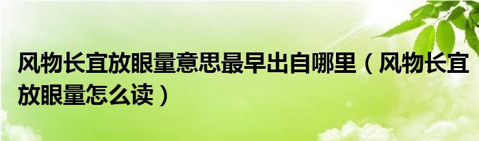风物长宜放眼量怎么读(风物长宜放眼量意思最早出自哪里)