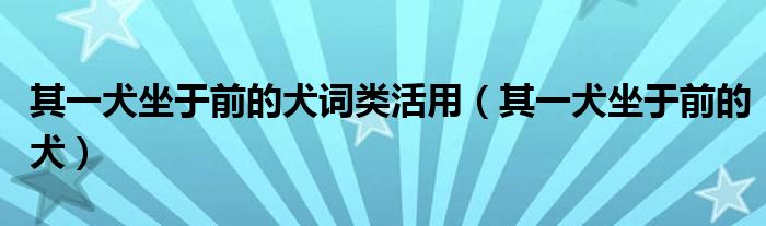 其一犬坐于前的犬(其一犬坐于前的犬词类活用)