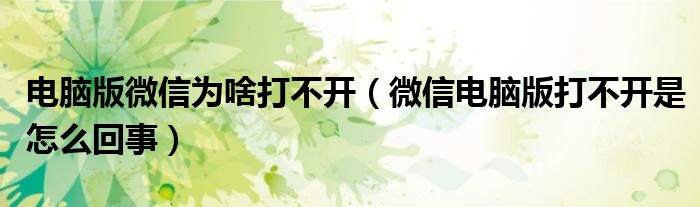 微信电脑版打不开是怎么回事(电脑版微信为啥打不开)