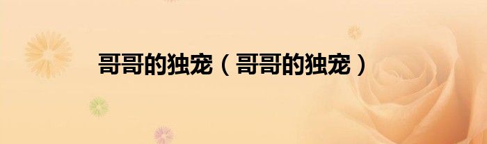 哥哥的独宠(哥哥的独宠)
