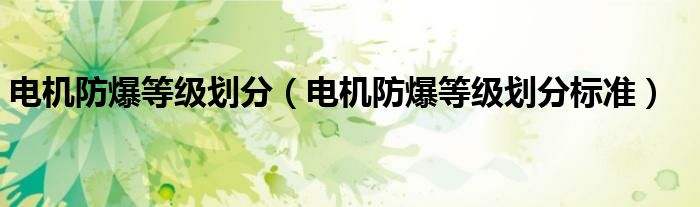 电机防爆等级划分标准(电机防爆等级划分)
