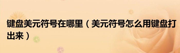美元符号怎么用键盘打出来(键盘美元符号在哪里)