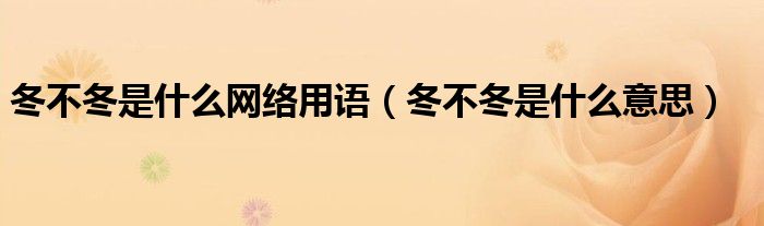冬不冬是什么意思(冬不冬是什么网络用语)