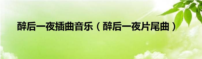 醉后一夜片尾曲(醉后一夜插曲音乐)