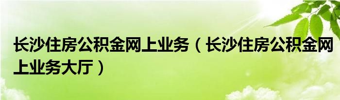 长沙住房公积金网上业务大厅(长沙住房公积金网上业务)