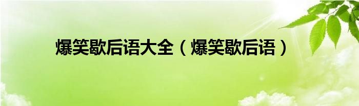 爆笑歇后语(爆笑歇后语大全)